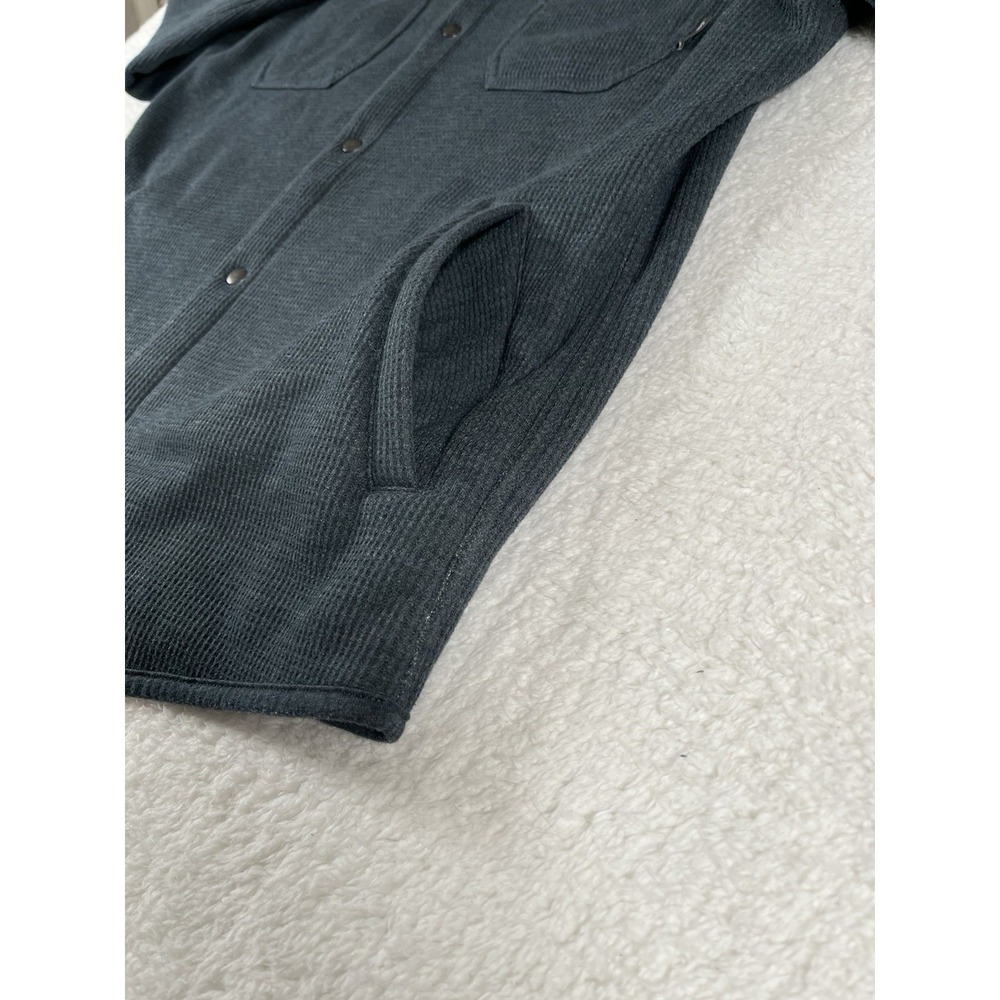 Eddie Bauer Gray Fleece Lined Metal Snap Button Up Shacket Men's Med Warm Cozy - Picture 5 of 10